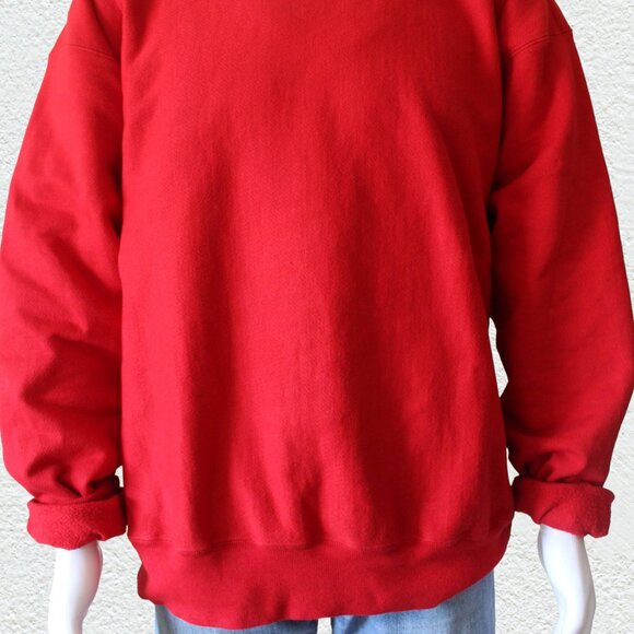 CHAMPION Premium Reverse Weave Retro Crew Neck Sweatshirt in Red - Picture 4 of 10